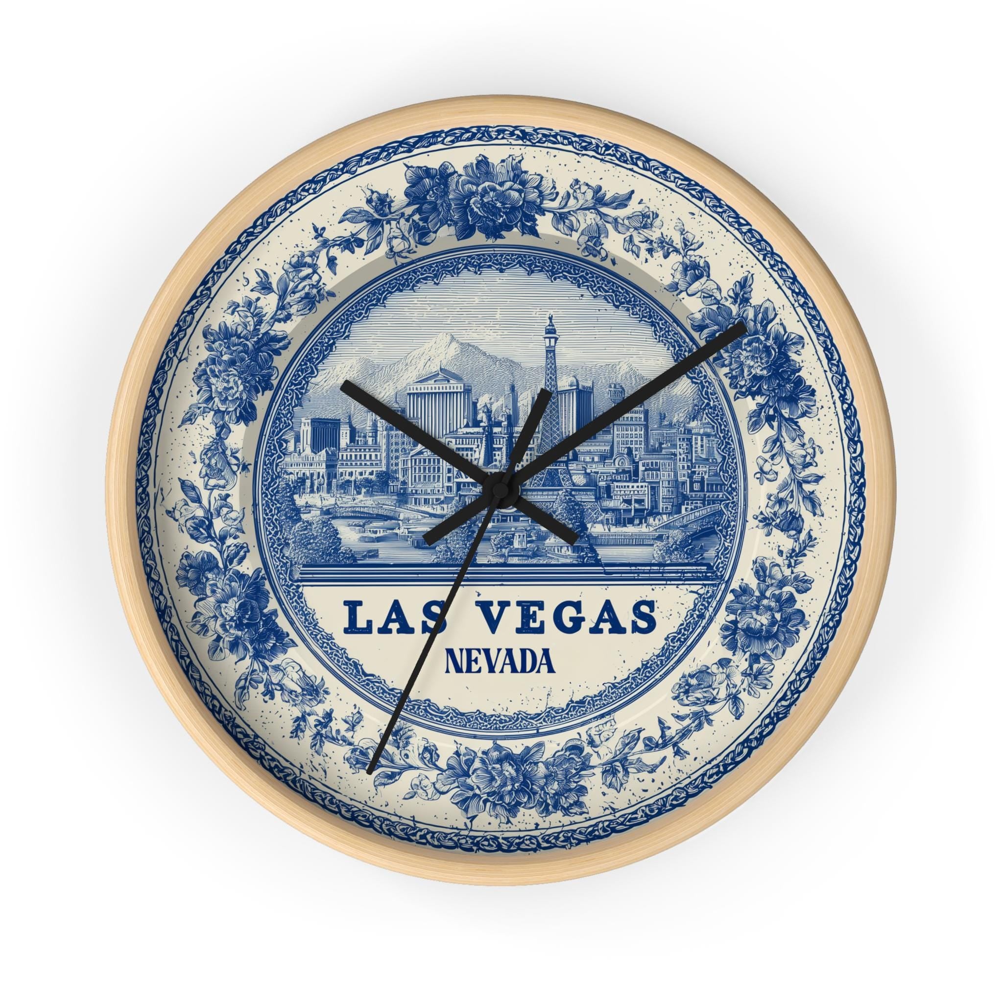 Las Vegas Nevada Wall Clock, Delf style Home Decor, Vintage City Travel Keepsake Art