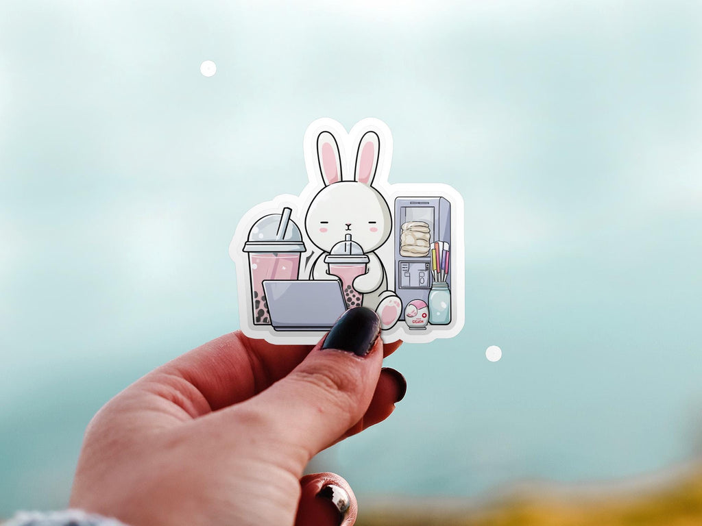 Cute Bunny Bubble Tea Stickers, Kawaii Food Decals, Adorable Boba Tea Theme, Laptop and Tumbler Decor, Gift idea, Vinyl Kiss Cut Stickers
