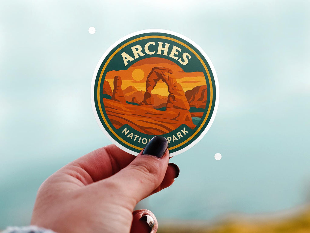 Arches National Park Sticker Kiss-Cut Vinyl, Waterproof Decal, Retro Travel Lover Collection