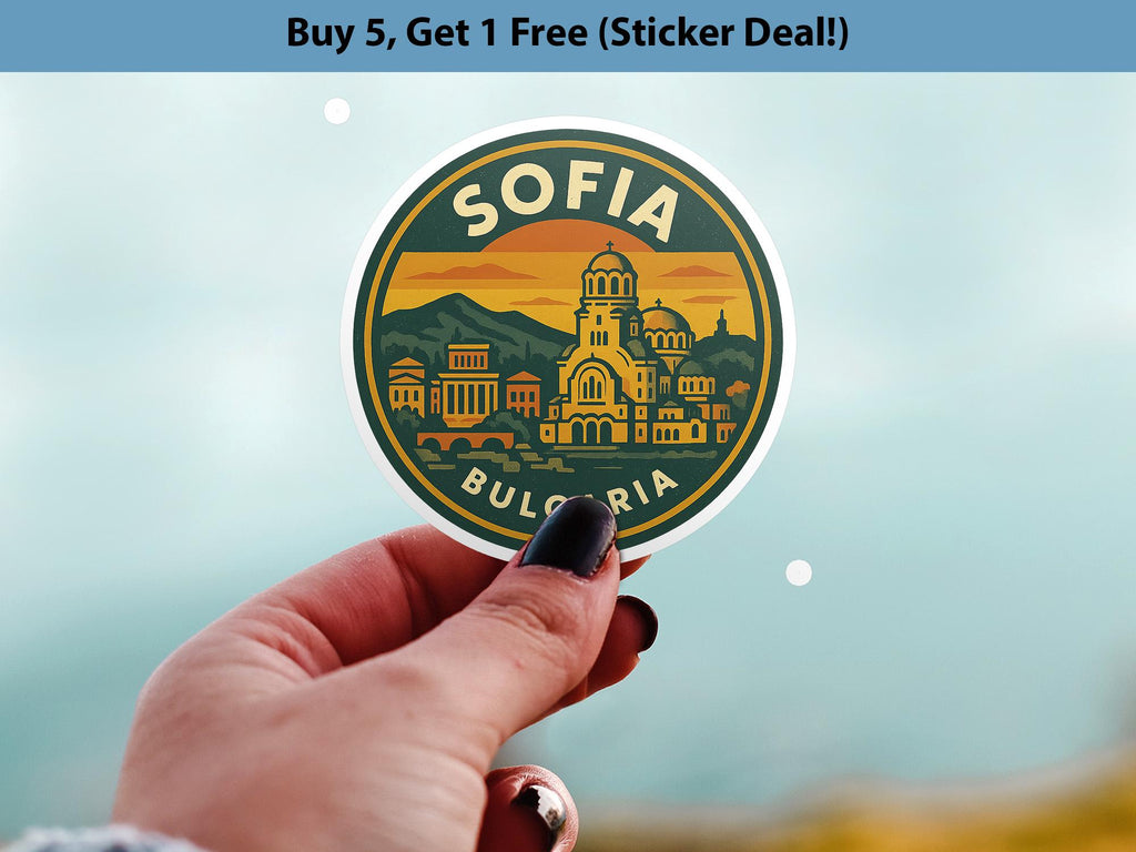 Sofia Bulgaria Sticker Kiss-Cut Vinyl, Waterproof Decal, Retro Travel Lover Collection