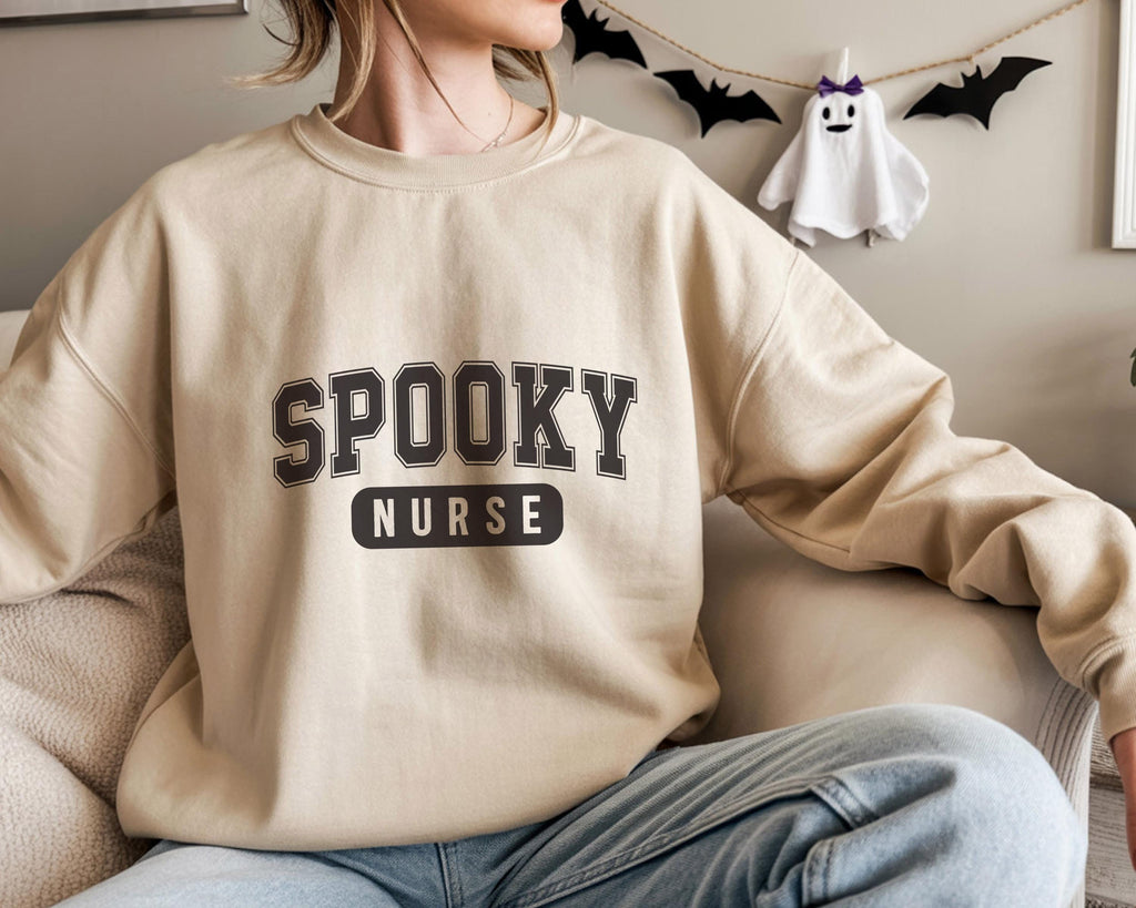 Spooky Nurse Halloween Sweatshirt, Halloween Gift for Nurse Sweater, Nurse Spooky , Nurse Halloween Boo Boo Crew