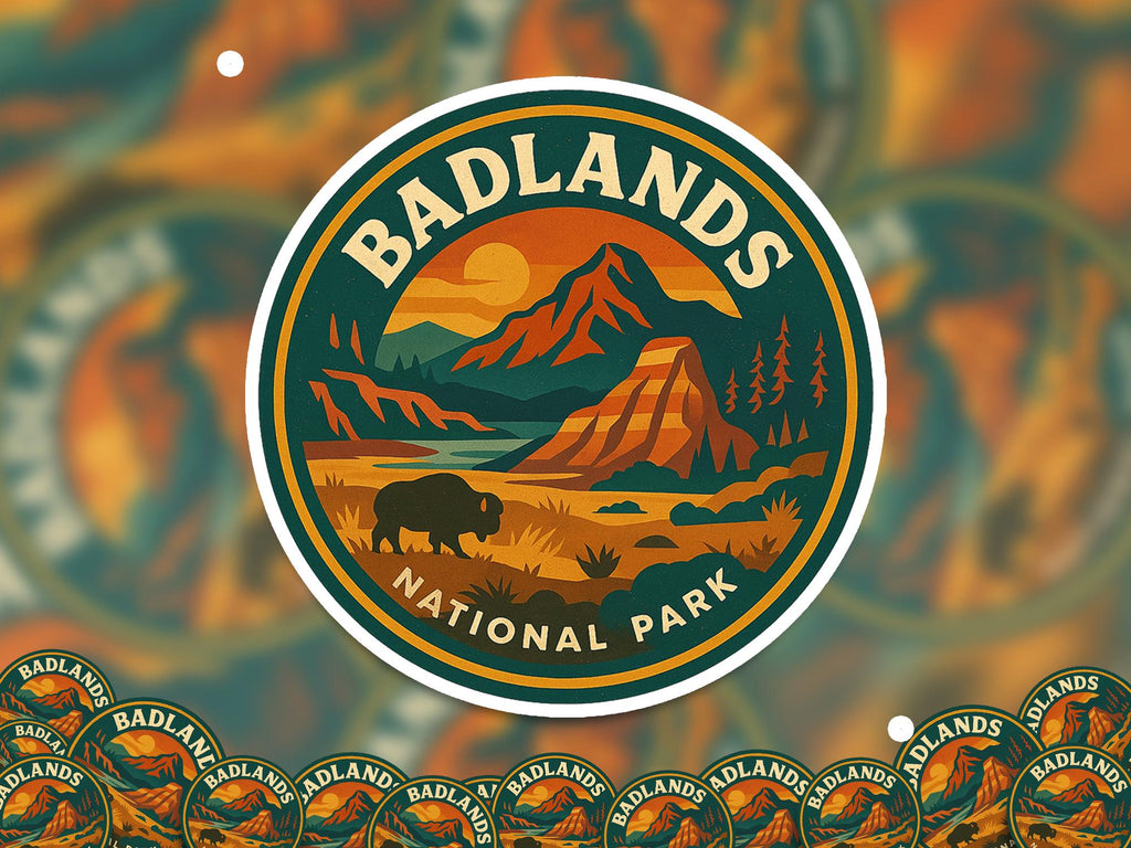Badlands National Park Sticker, Retro Vinyl Waterproof Decal, Vintage USA Travel Collection
