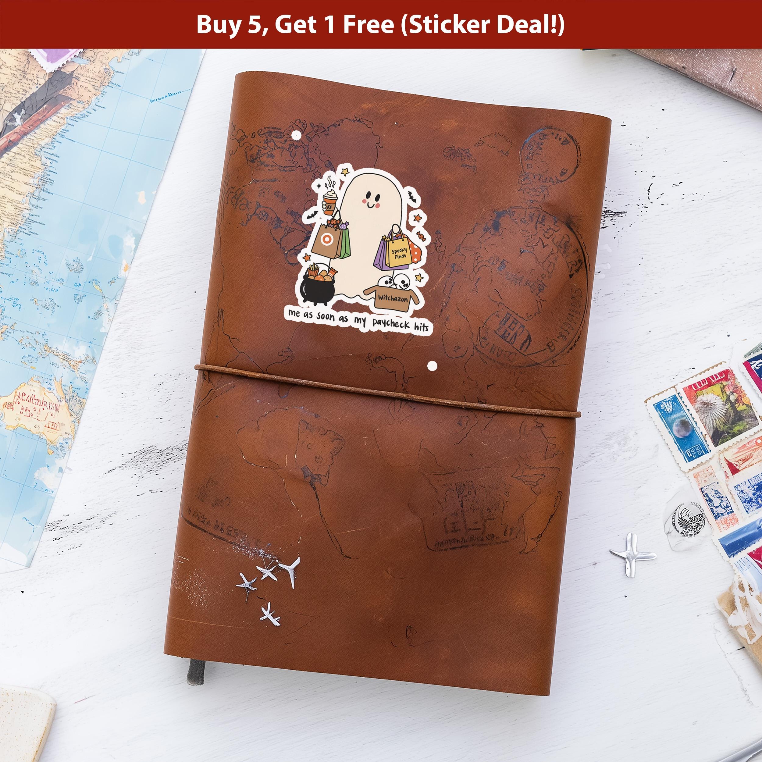 Me As Soon As My Paycheck Hits Sticker, Cute ghost shopping Halloween Vinyl Decal