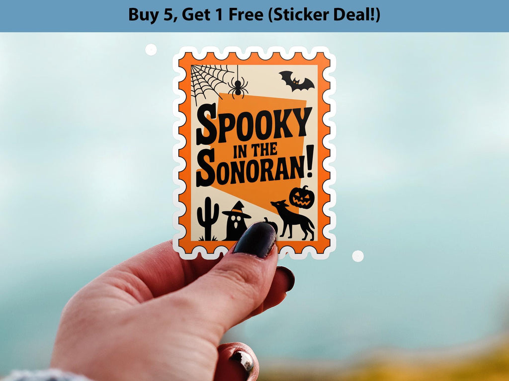Arizona Stamp Halloween Sticker, Spooky USA Kiss-Cut Vinyl, Waterproof Decal, United States Travel