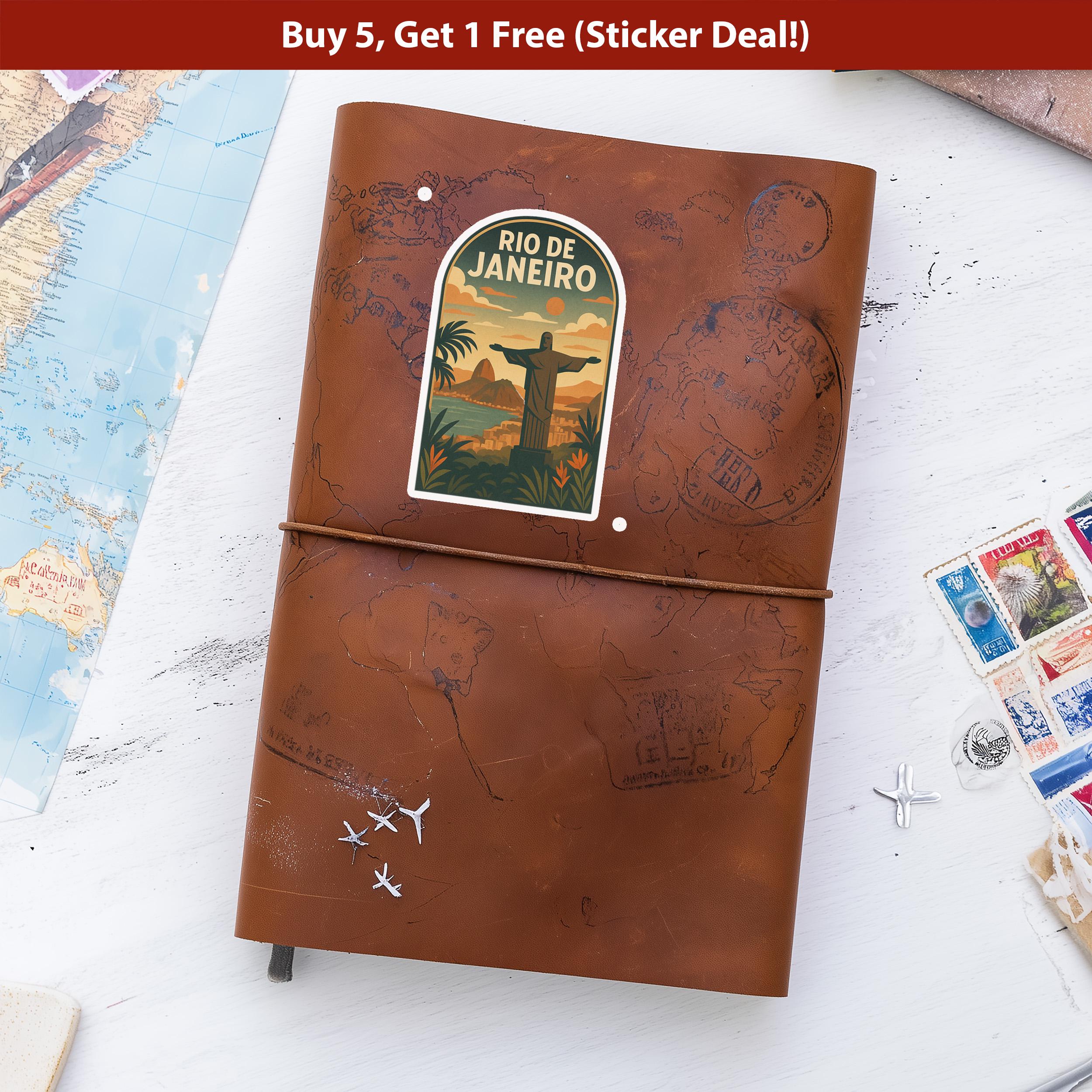 Rio Brazil Sticker, Vintage City Vinyl Decal, Retro Travel Lover Collection, Journal Scrapbook