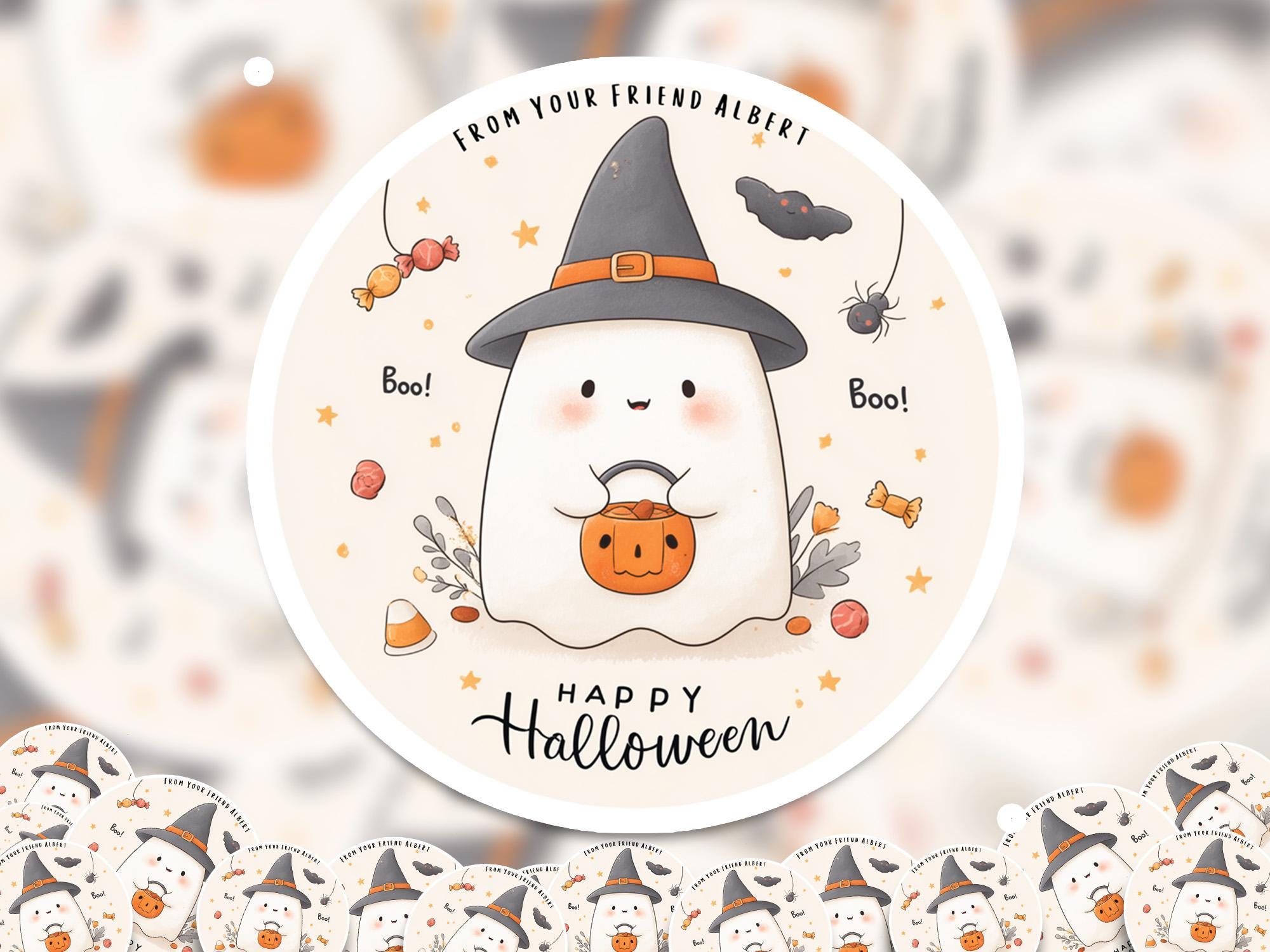 Personalized Halloween Sticker: Custom Name Waterproof Vinyl Decal