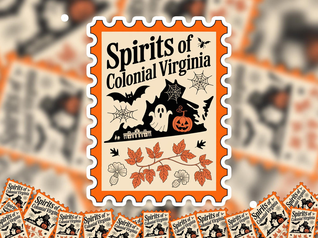 Virginia Stamp Halloween Sticker, Spooky USA Kiss-Cut Vinyl, Waterproof Decal, United States Travel