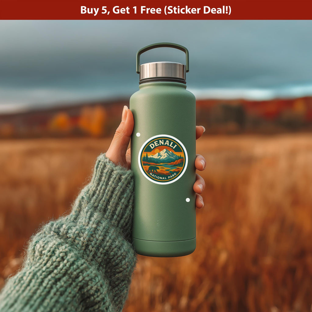 Denali National Park Sticker, Retro Vinyl Waterproof Decal, Vintage USA Travel Collection