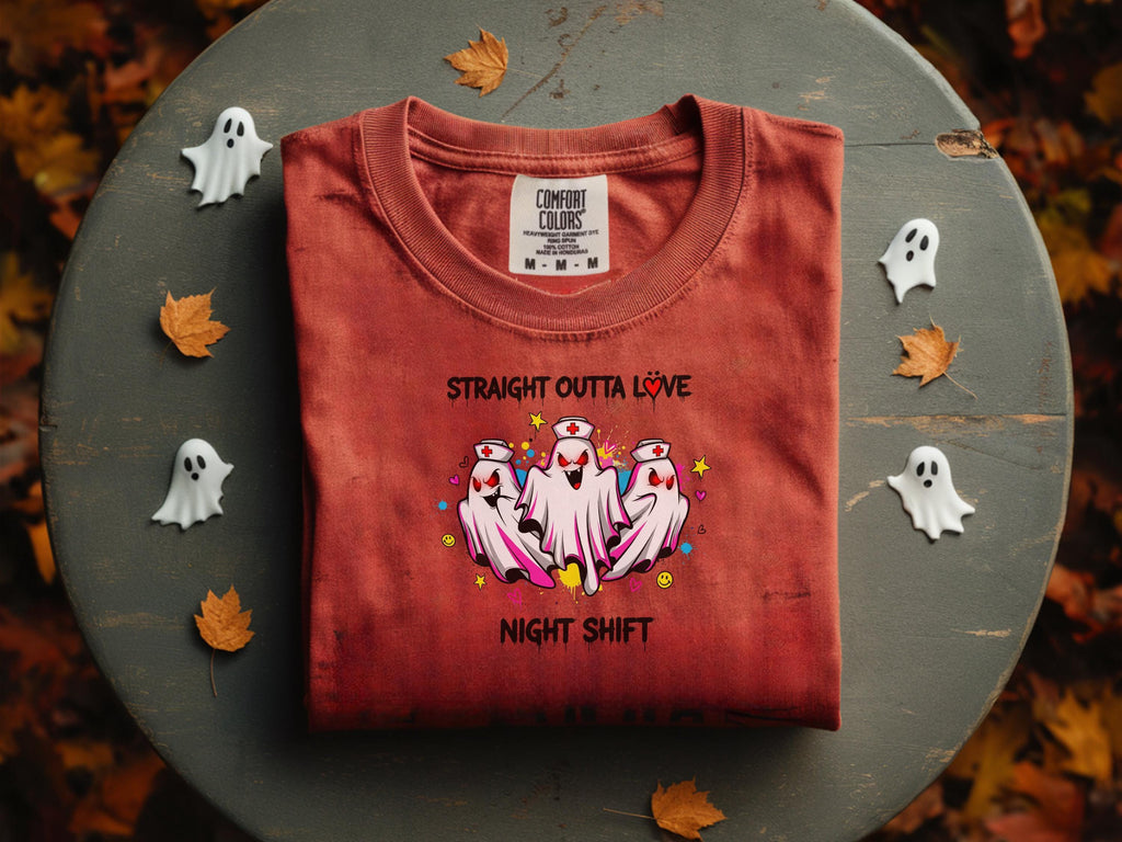 Night Shift Halloween Shirt, Nurse SweatShirt, Spooky Season, Cute Halloween Shirt Gift for nurse, Cute ghosts, straight outta love