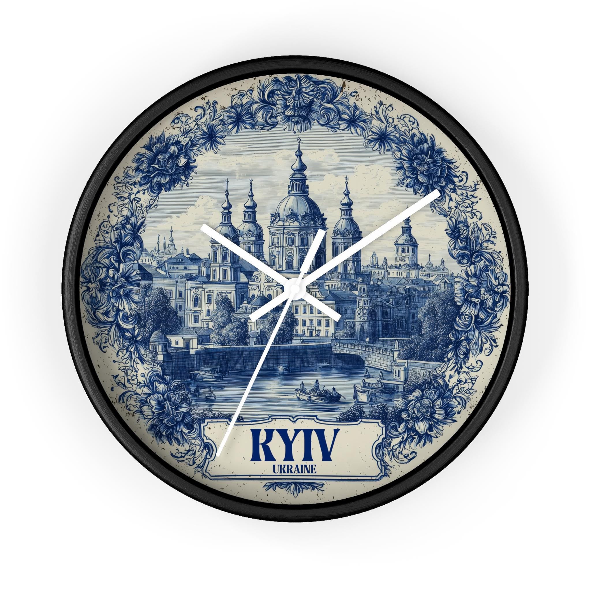Kyiv Ukraine Wall Clock, Delf style Home Decor, Vintage City Travel Keepsake Art