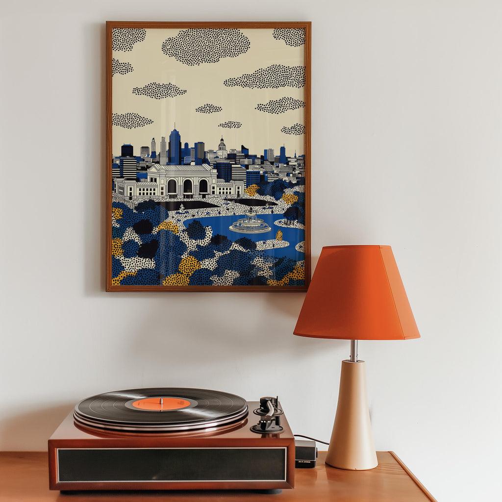 Kansas City Missouri Wall Art Print, Pop Art Modern Large Size Poster Travel Gift Canvas
