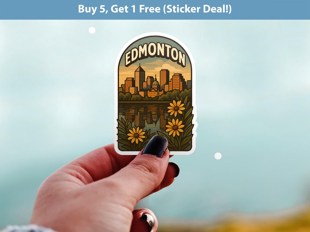 Edmonton Canada Sticker, Vintage City Vinyl Decal, Retro Travel Lover Collection, Journal Scrapbook