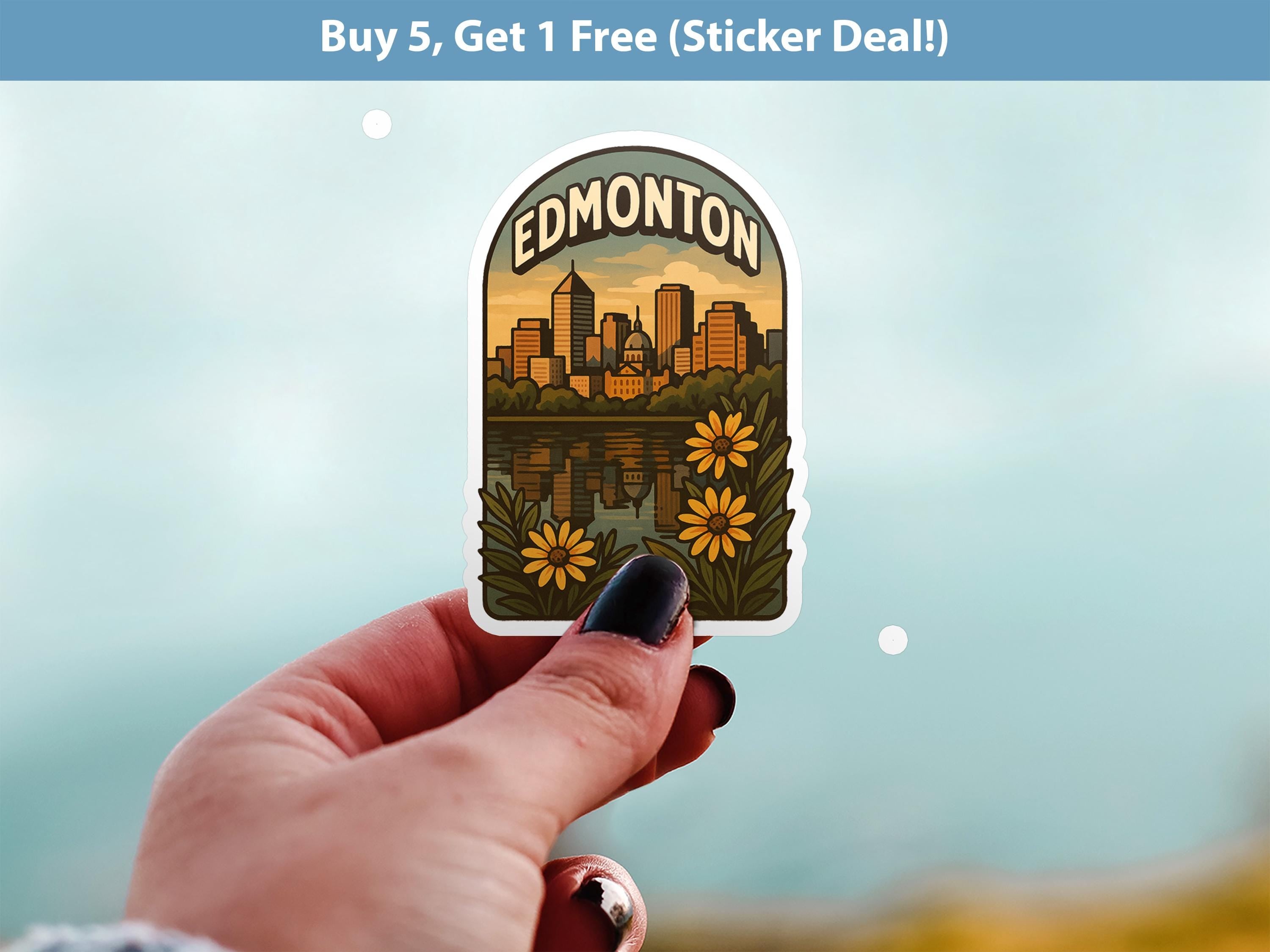 Edmonton Canada Sticker, Vintage City Vinyl Decal, Retro Travel Lover Collection, Journal Scrapbook