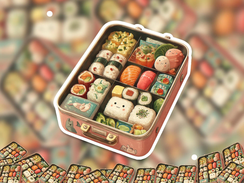 Kawaii Sushi Bento Box Sticker: Waterproof Vinyl Decal