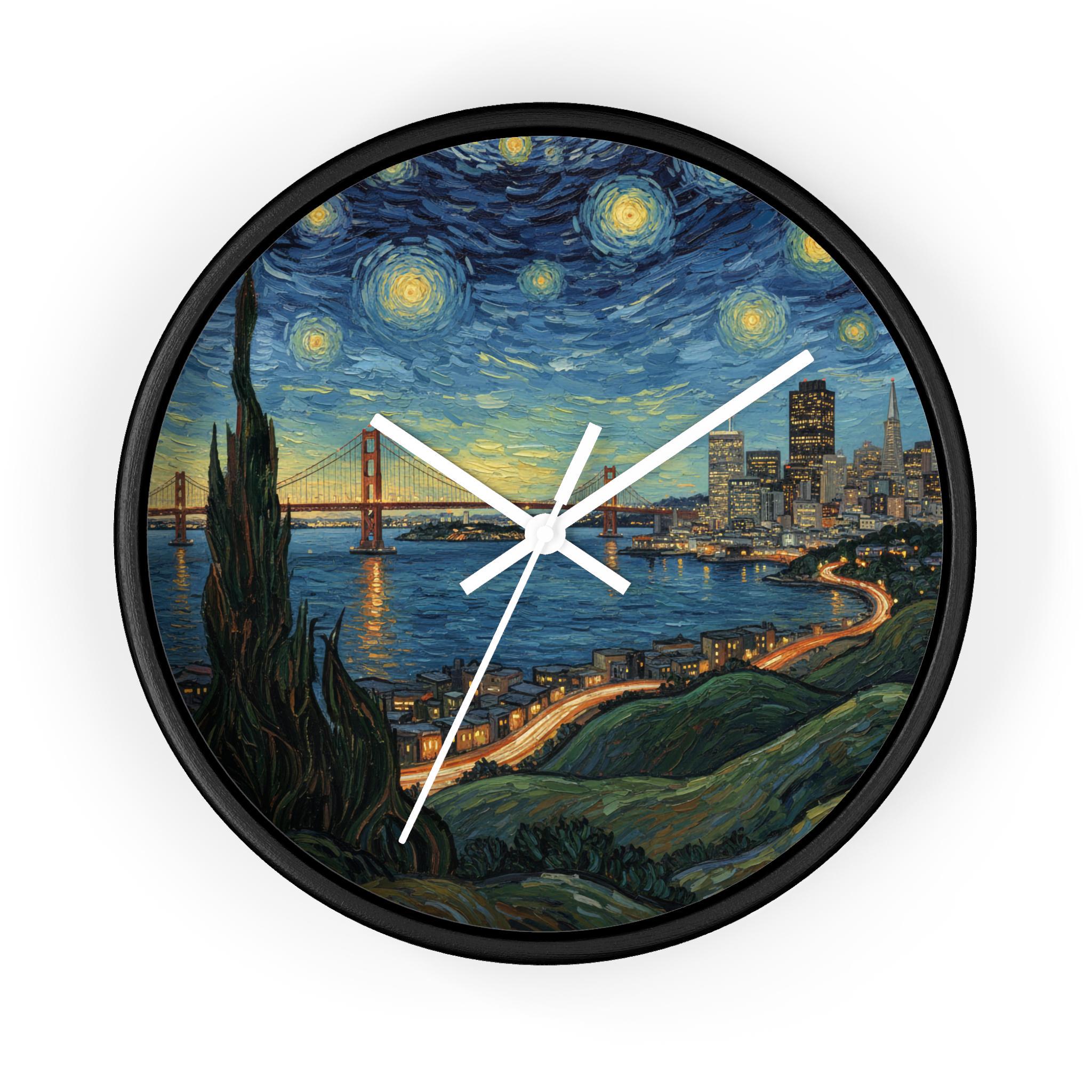San Francisco California Wall Clock Vintage Van Gogh Starry Night Home Gift