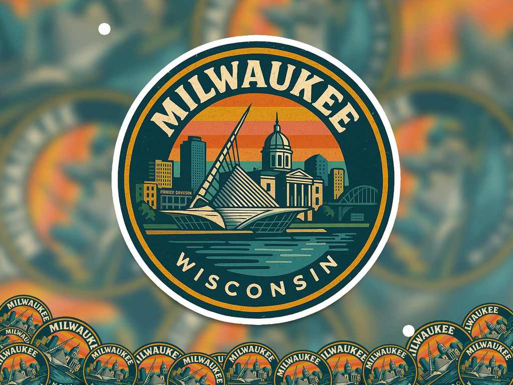Milwaukee Wisonsin Kiss-Cut Vinyl, US Waterproof Decal, Retro Travel Lover Collection