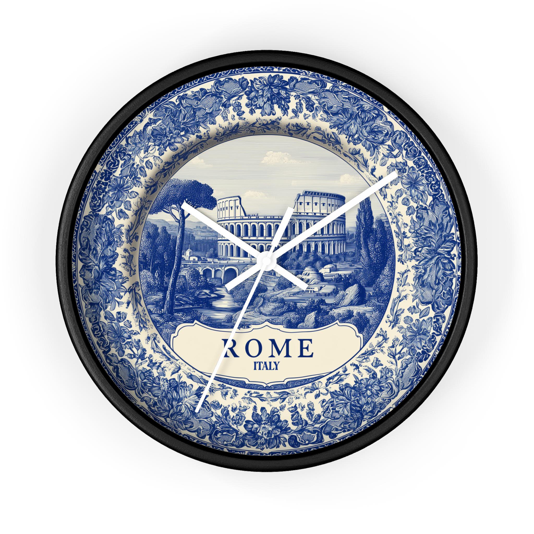 Rome Italy Wall Clock, Delf style Home Decor, Vintage City Travel Keepsake Art