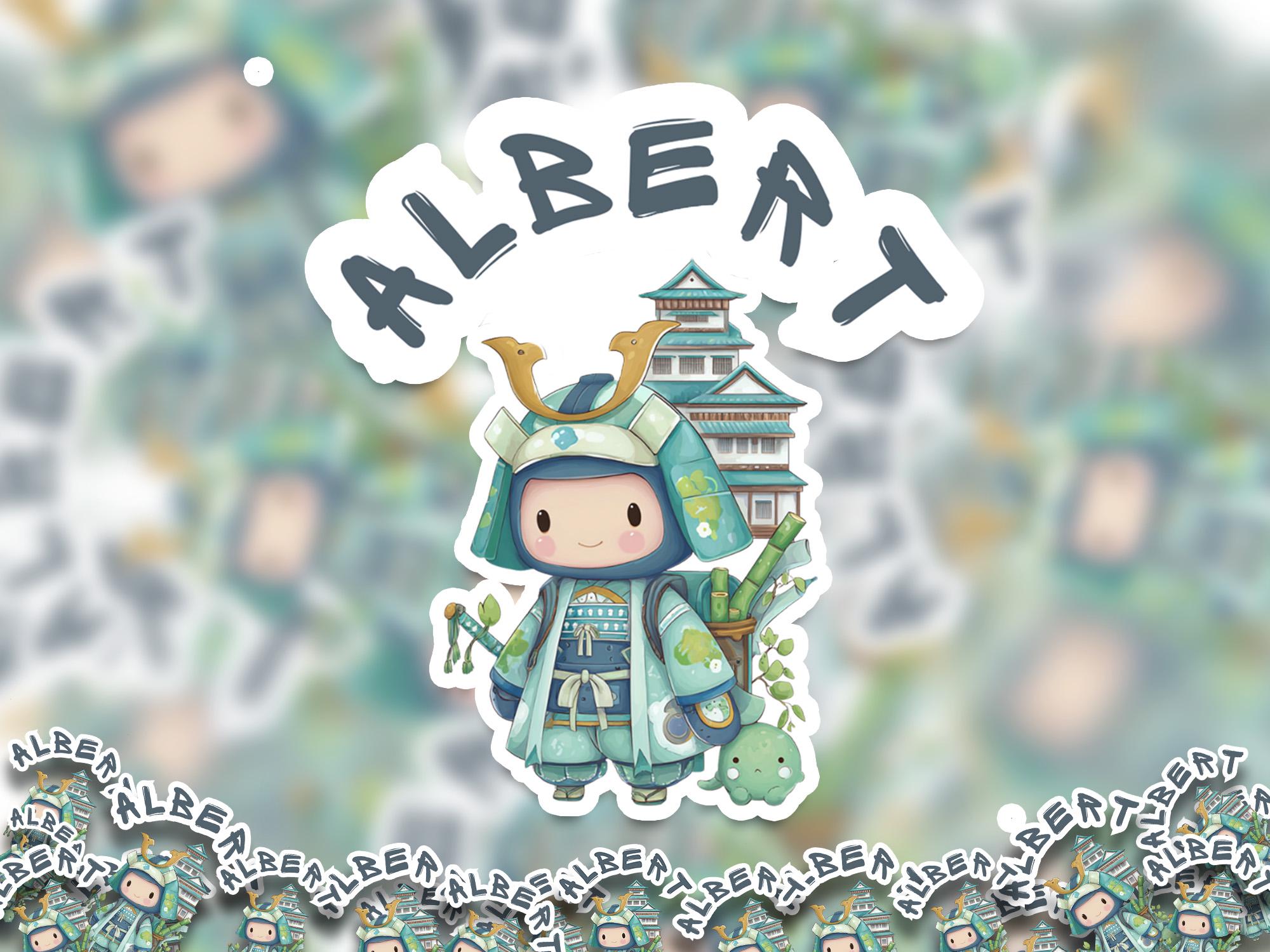 Custom Name Samurai Sticker: Kawaii Japanese Vinyl Decal, Waterproof Laptop Art