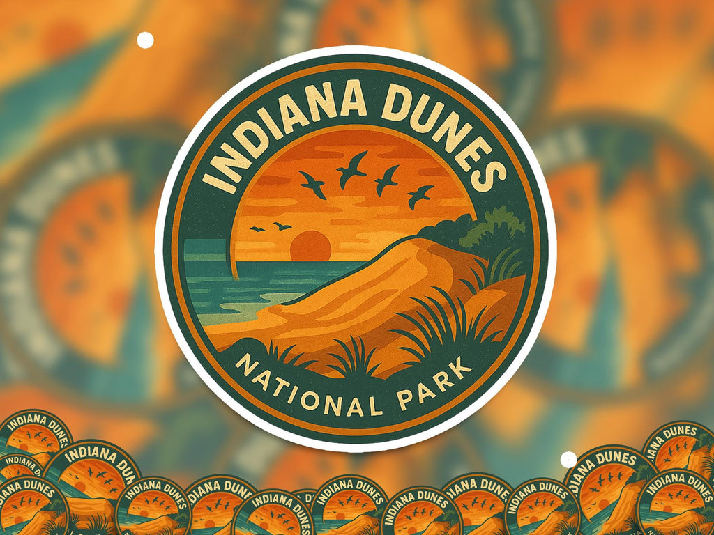 Indiana Dunes National Park Sticker, Retro Vinyl Waterproof Decal, Vintage USA Travel Collection