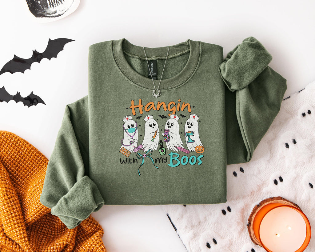 Hangin with my Boos Nurse Halloween Shirt, Sweatshirt GIft idea for Nurse RN Health care workers