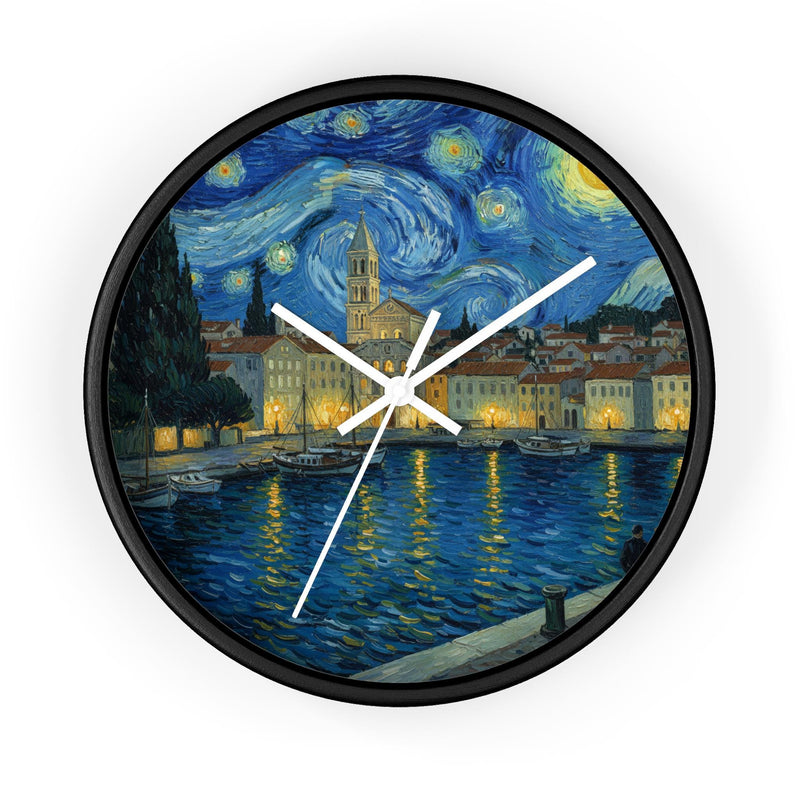 Split Croatia Wall Clock Vintage Van Gogh Starry Night Home Gift