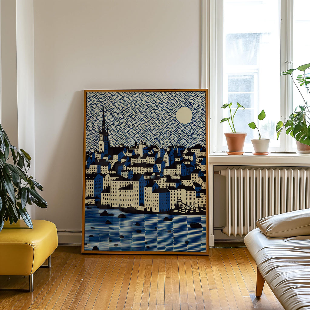 Stockholm Wall Art Print, Pop Art Modern Sweden Poster Travel Gift Canvas