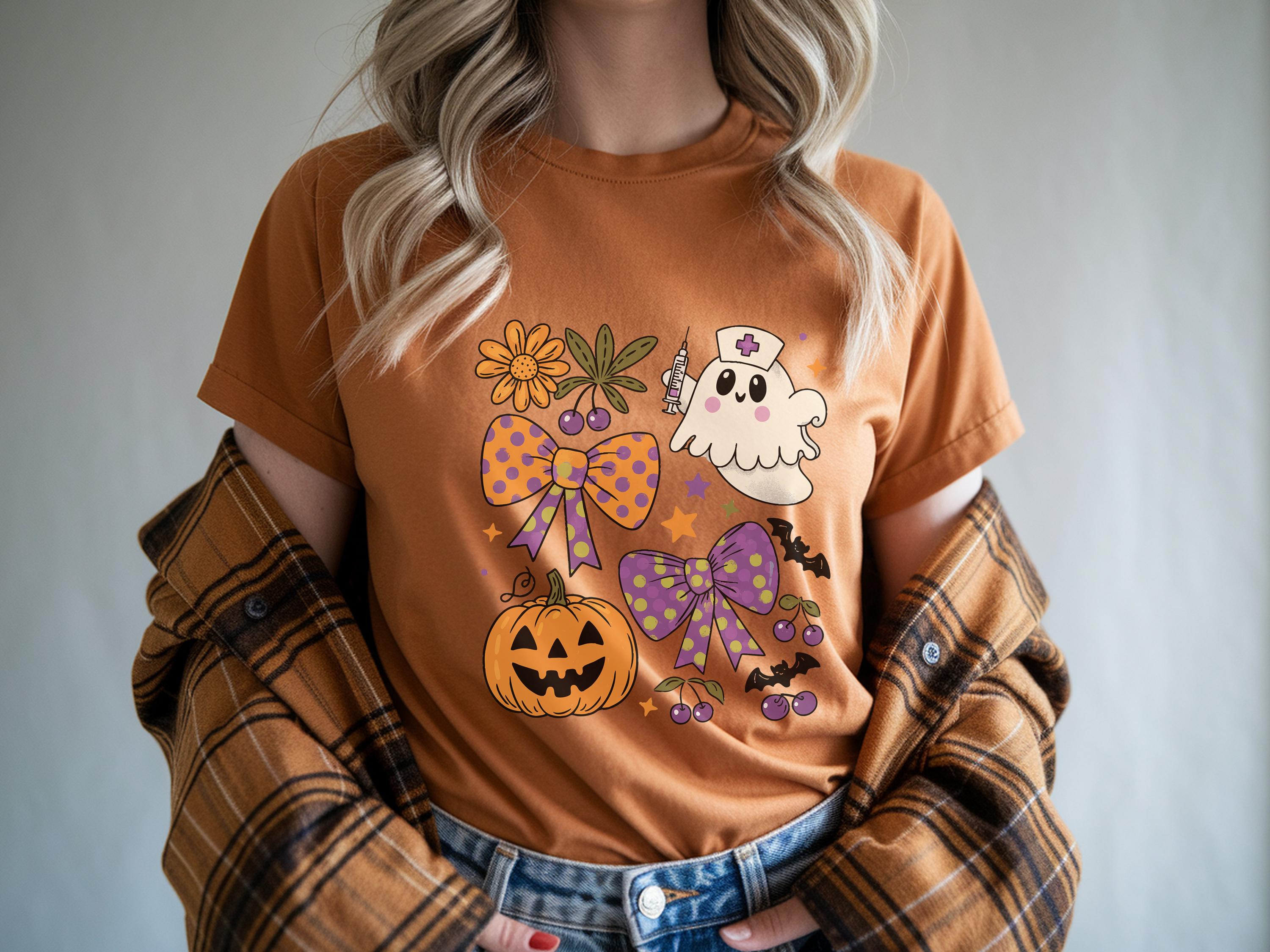 Halloween Nurse Retro Sweatshirt, cute ghost Nurse Shirt, Medical Halloween Shirt, Cute Nurse Gift for nurse,  Spooky hallowen