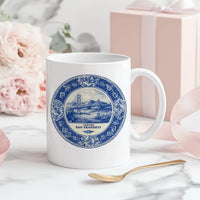 San Francisco California Mug, Custom Delft Style cup, Personalized Vintage Travel City Gift