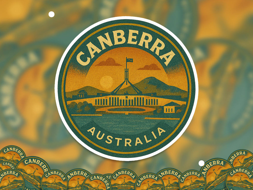 Canbera Australia Kiss-Cut Vinyl, Waterproof Decal, Retro Travel Lover Collection
