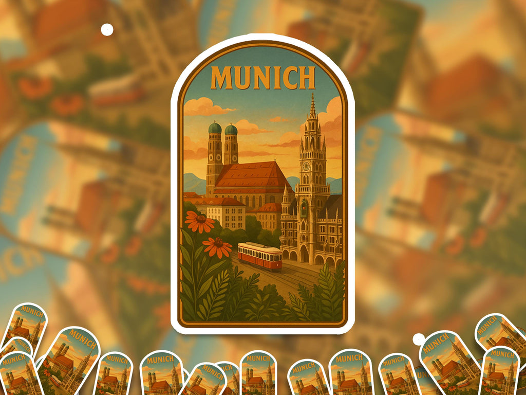 Munich Germany Sticker, Vintage City Vinyl Decal, Retro Travel Lover Collection, Journal Scrapbook