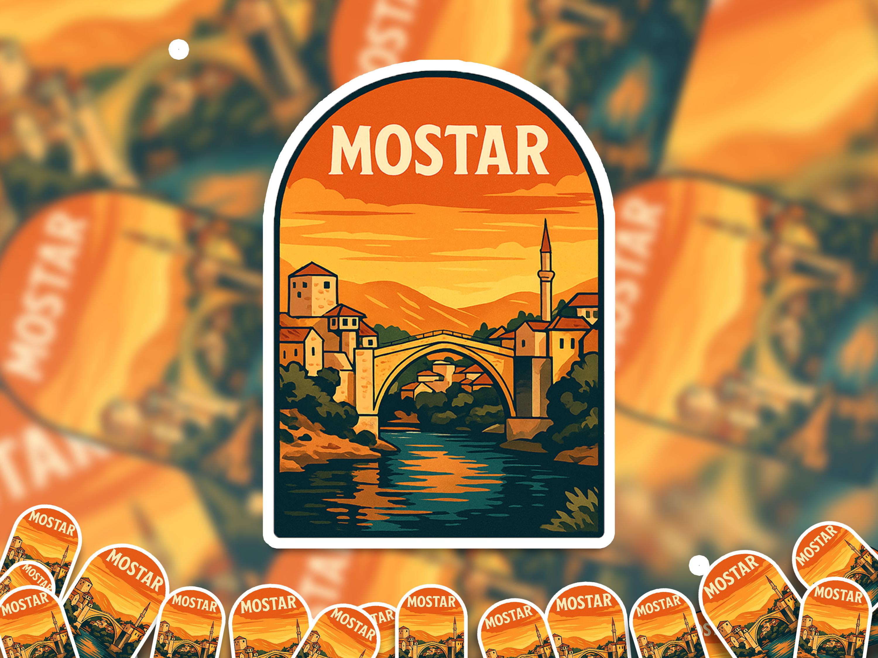Mostar Bosnia Herzegovina Sticker, Vintage City Vinyl Decal, Retro Travel Lover Collection, Journal Scrapbook