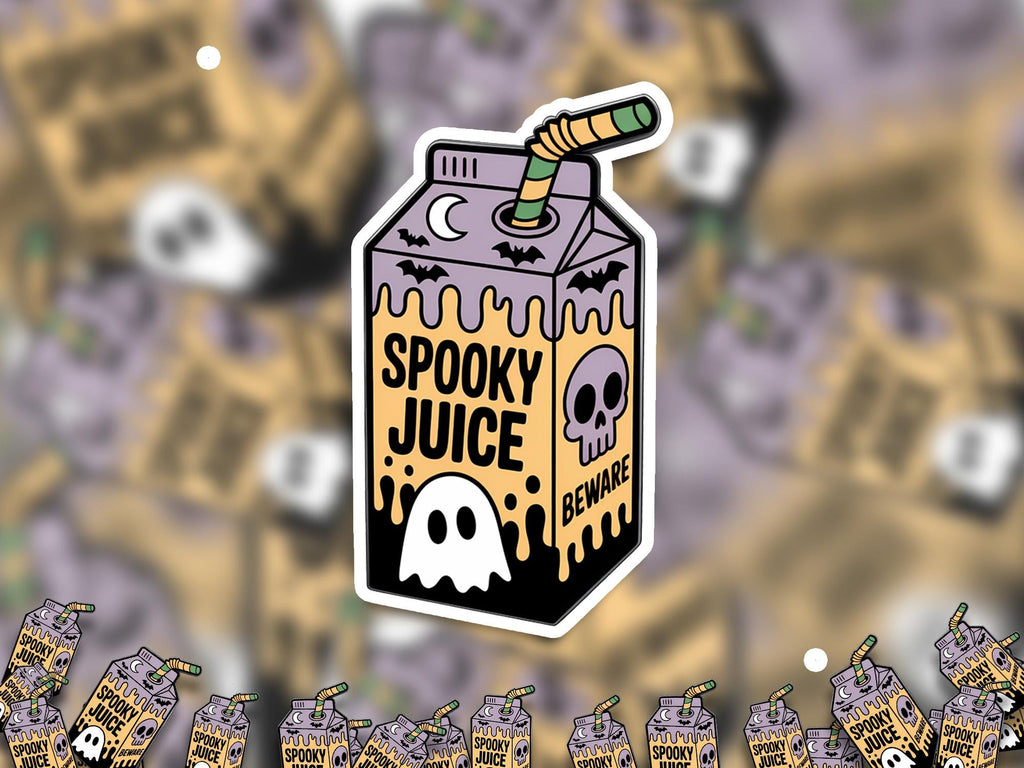 Spooky Juice Halloween Sticker, Kawaii Spooky Kiss-Cut Vinyl, Cozy fall Waterproof Decal