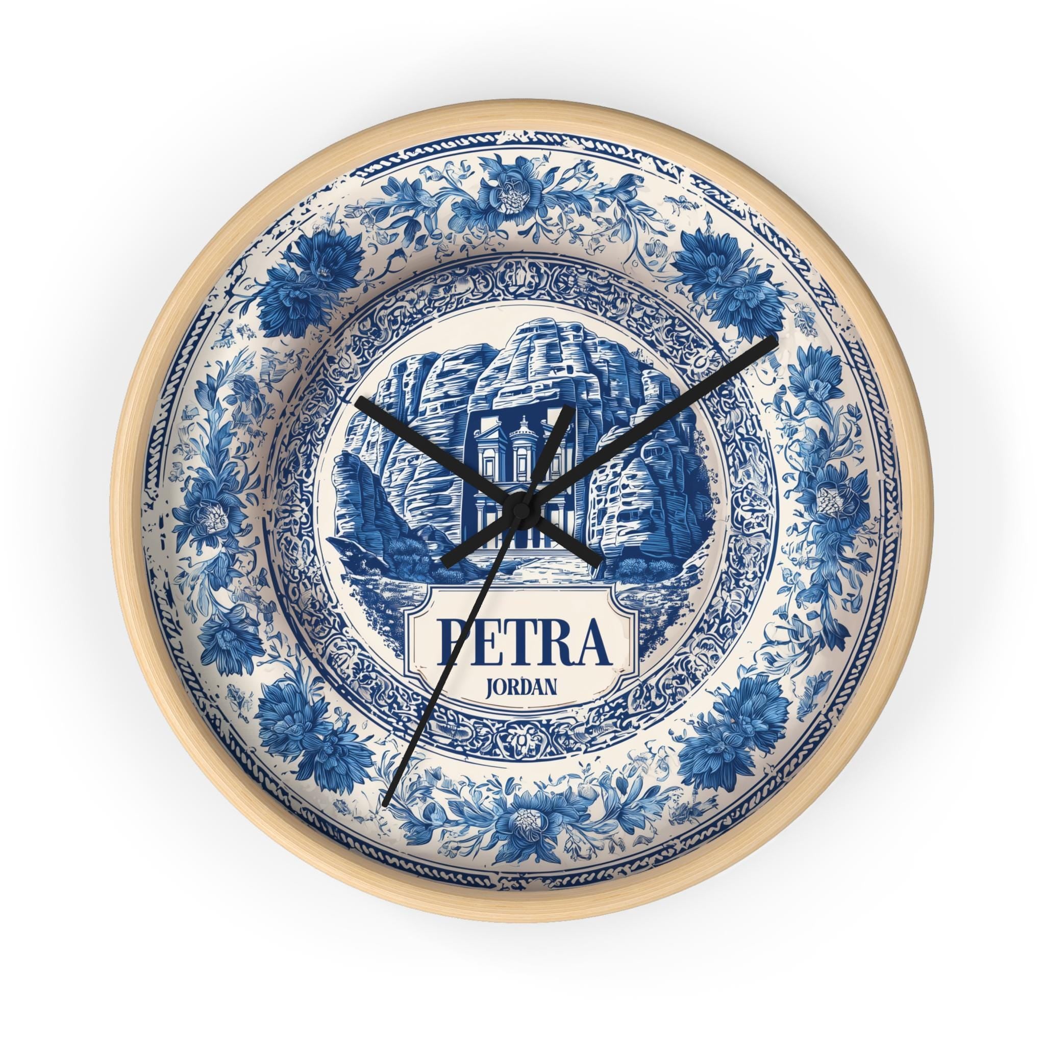 Petra Jordan Wall Clock, Delf style Home Decor, Vintage City Travel Keepsake Art