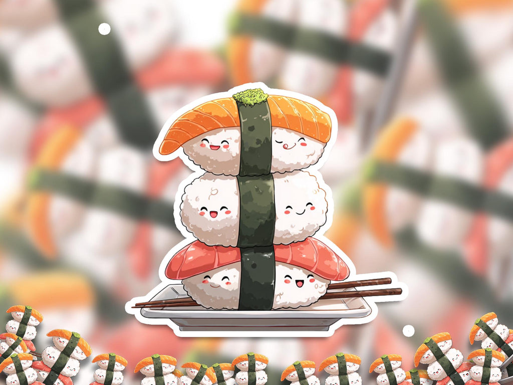 Sushi Family Kawaii Sticker: Waterproof Vinyl Decal for Laptop & Tumbler