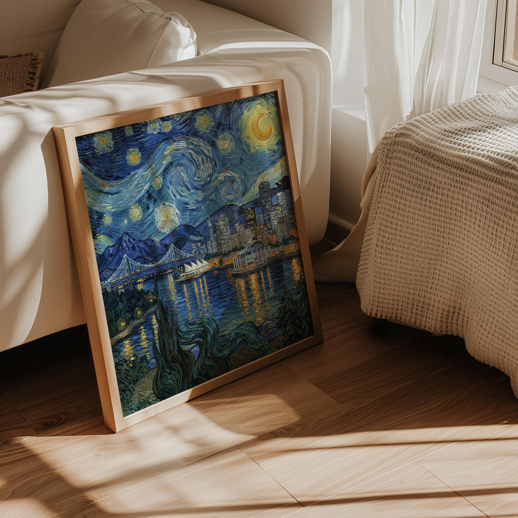 Vancouver Canada Starry Night Wall Art, Van Gogh Print, Travel Gift Home Decor
