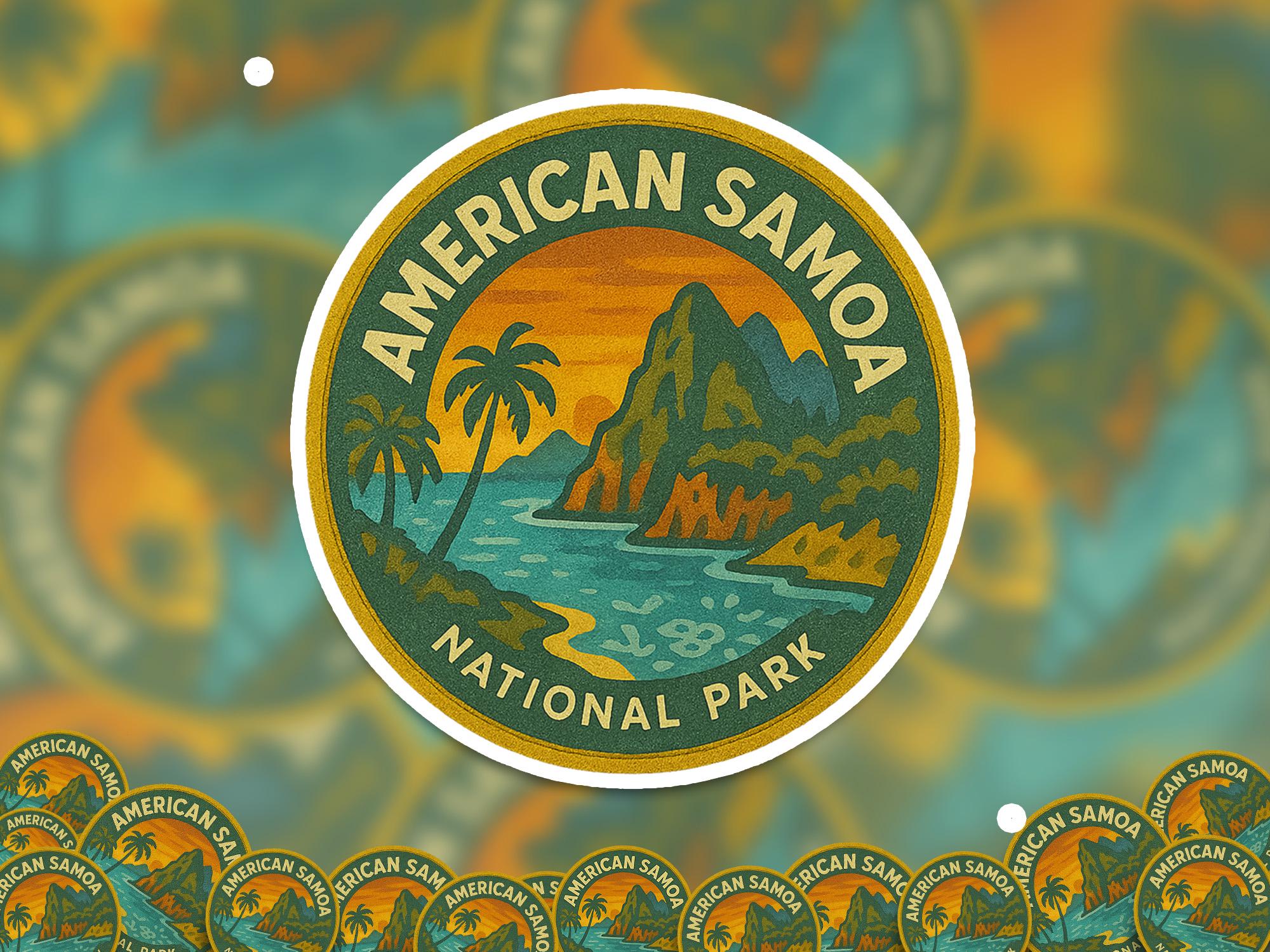 American Samoa National Park Sticker, Retro Vinyl Waterproof Decal, Vintage USA Travel Collection
