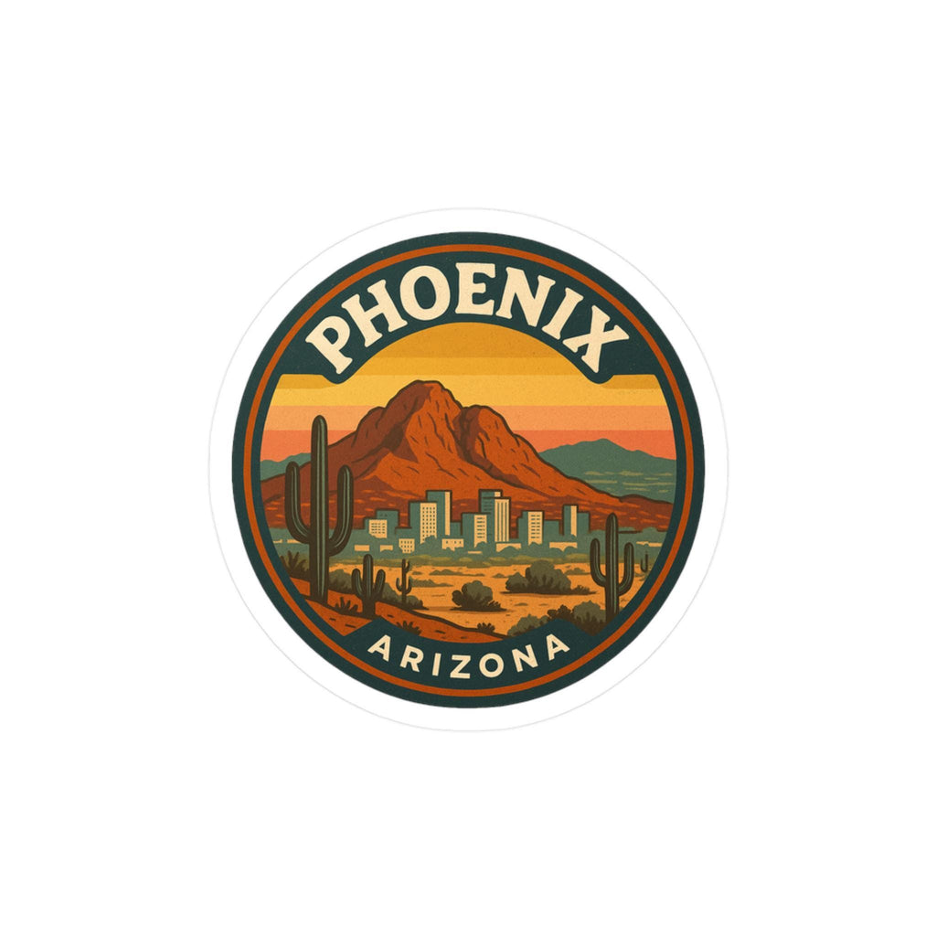 Phoenix Arizona Sticker Kiss-Cut Vinyl, Waterproof Decal, Retro Travel Lover Collection