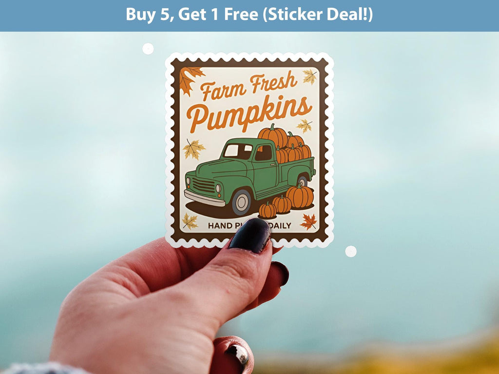 Farm fresh Pumpkin Stamp Sticker, Spooky Halloween Waterproof Decal for tumbler, kindle