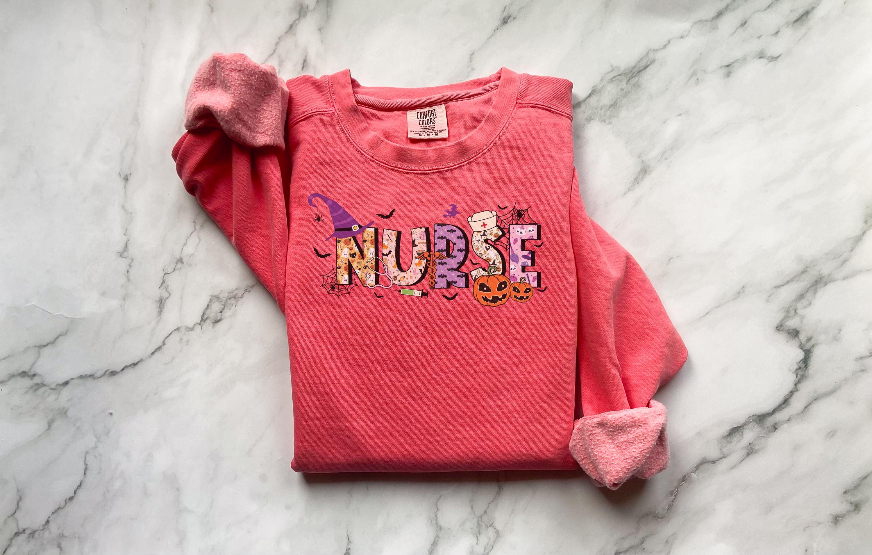 Witch Nurse Halloween Sweatshirt, Vintage Spooky Nurse Shirt, Gothic Medical Tee Halloween Shirt Gift for nurse, Cute ghosts