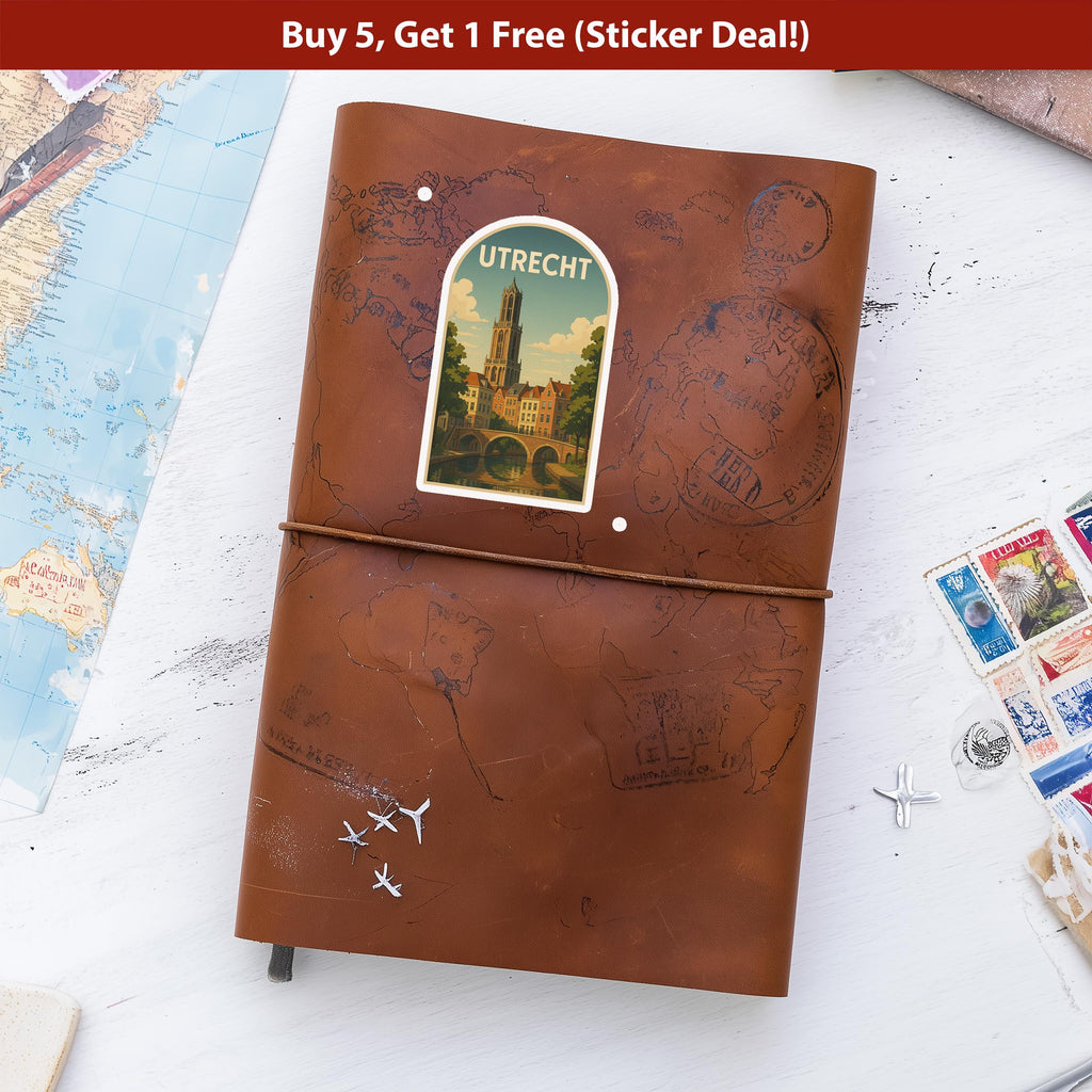 Utrecht Netherlands Sticker, Vintage City Vinyl Decal, Retro Travel Lover Collection, Journal Scrapbook