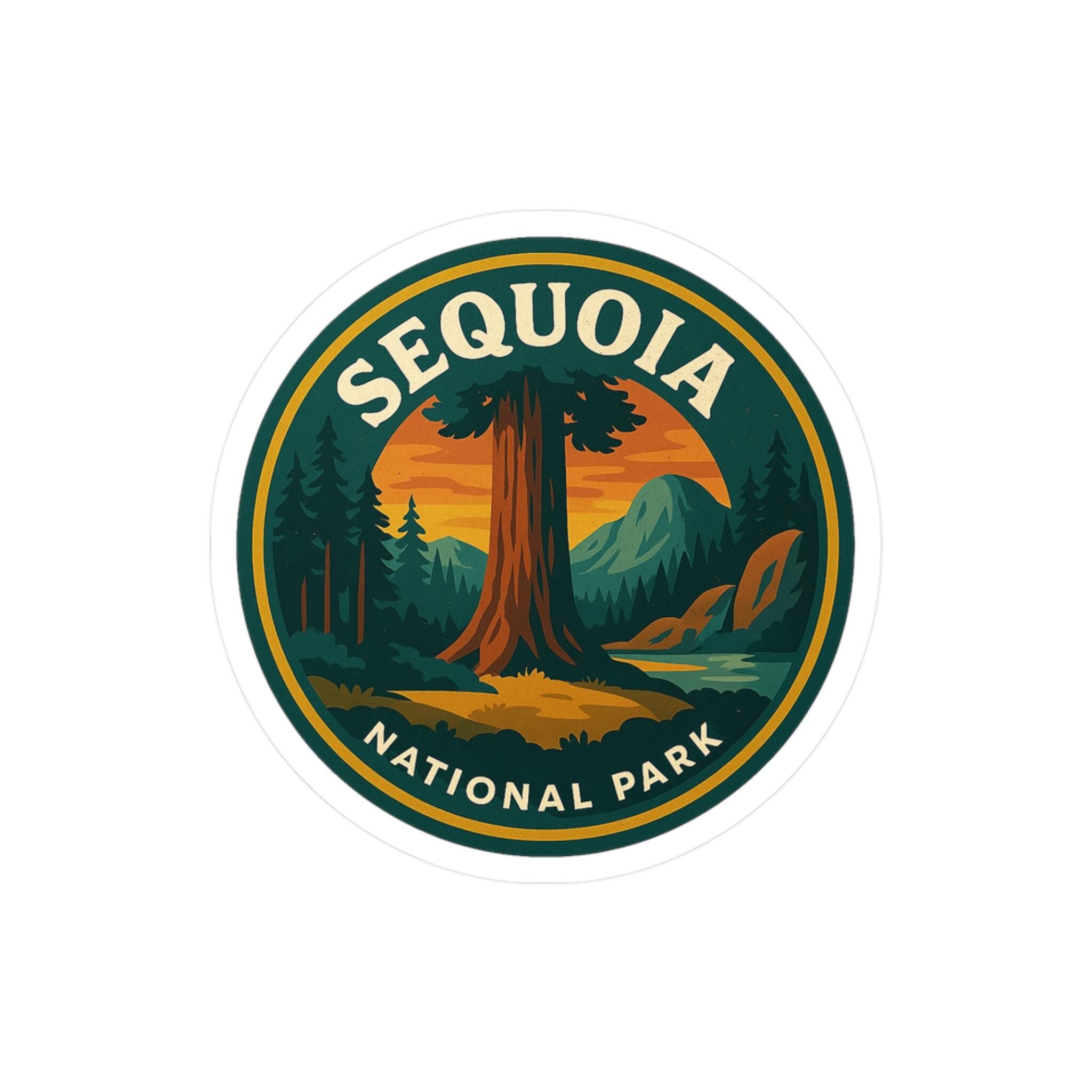 Sequoia National Park Sticker Kiss-Cut Vinyl, Waterproof Decal, Retro Travel Lover Collection