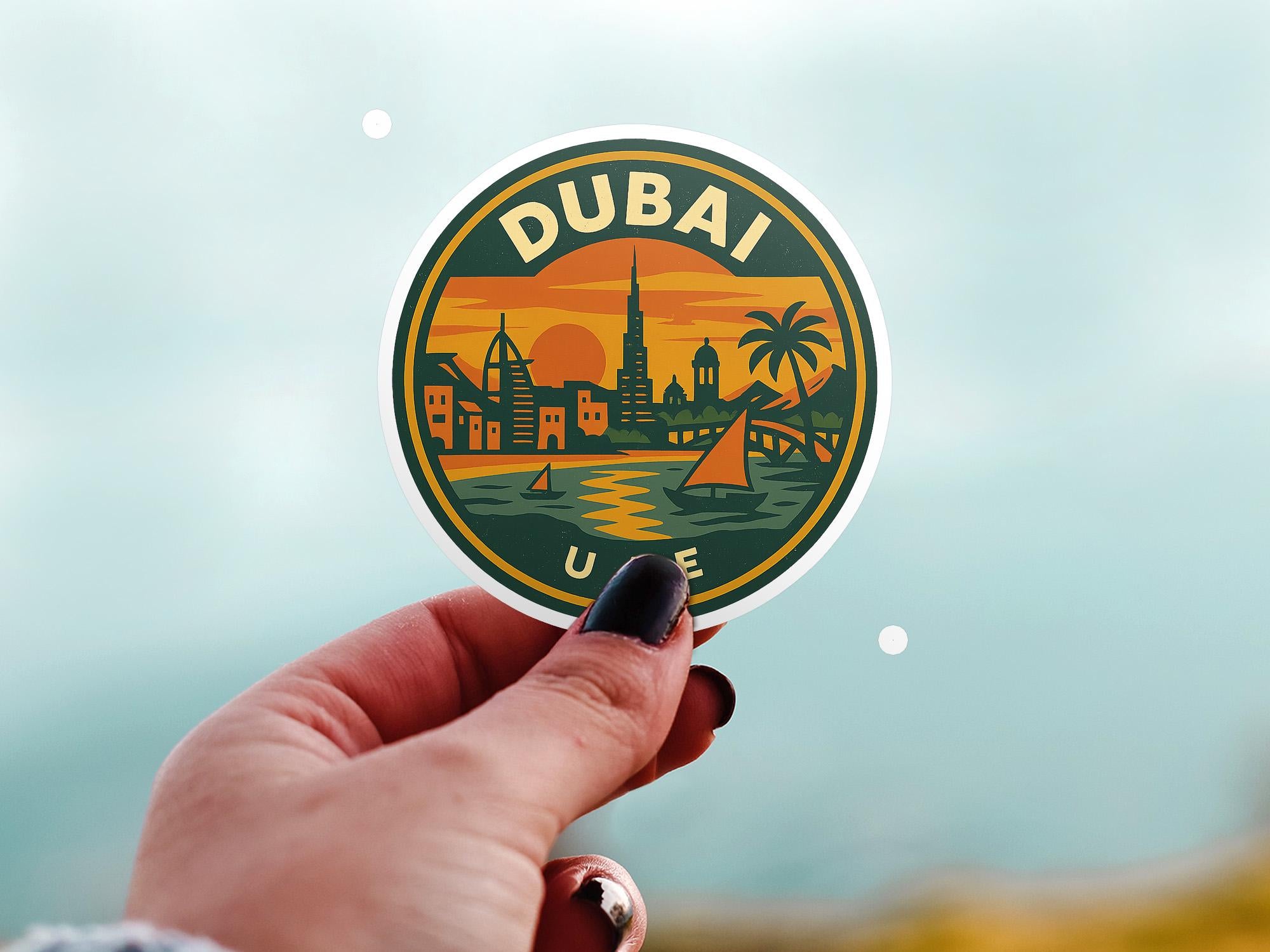 Dubai UAE Sticker Kiss-Cut Vinyl, Waterproof Decal, Retro Travel Lover Collection