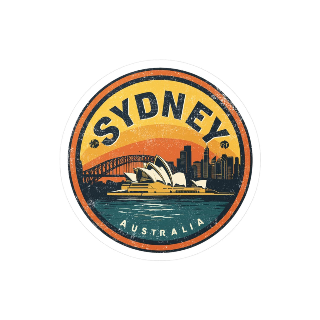Sydney Vintage Kiss-Cut Vinyl, Waterproof Decal, Retro Travel Lover Collection