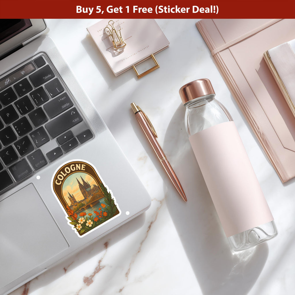 Cologne Germany Sticker, Vintage City Vinyl Decal, Retro Travel Lover Collection, Journal Scrapbook