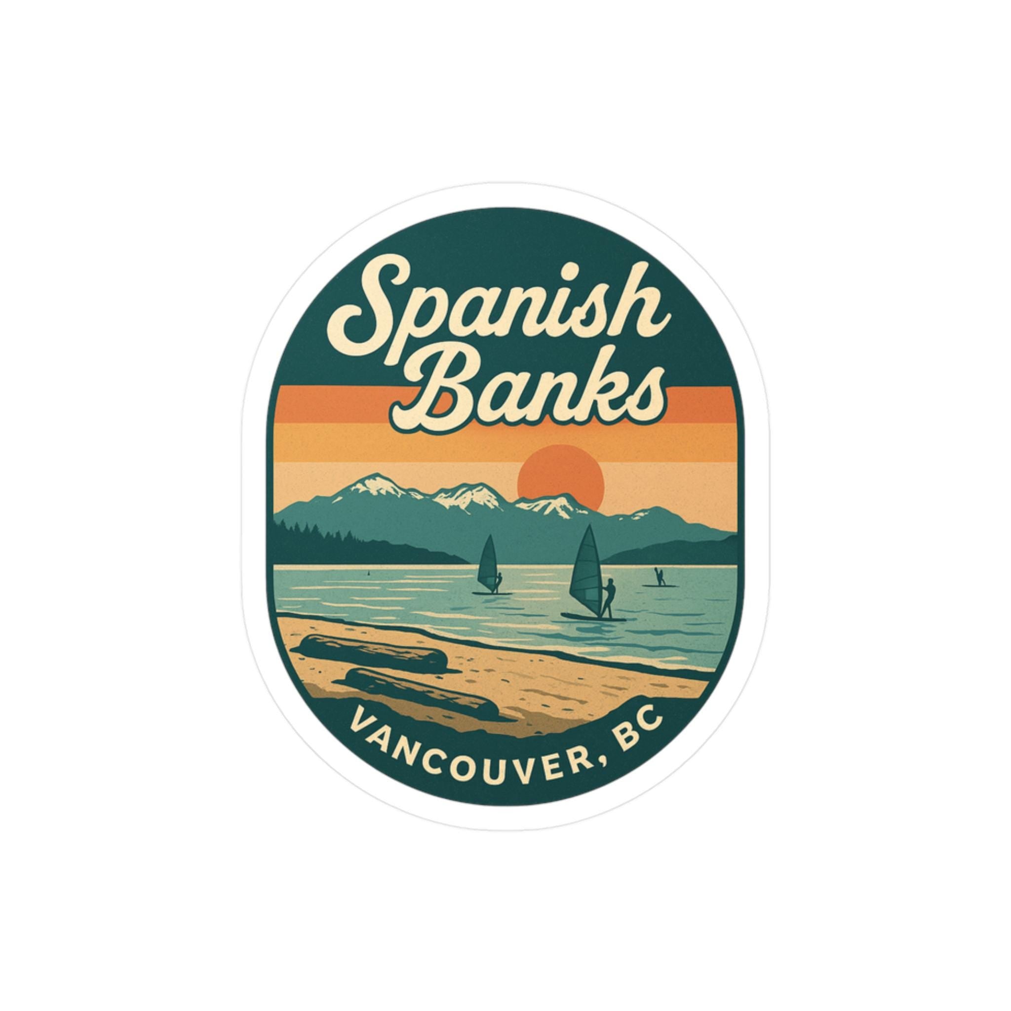 Vancouver Spanish Banks Sticker: Retro vintage Waterproof Vinyl Decal for Laptop, Tumbler