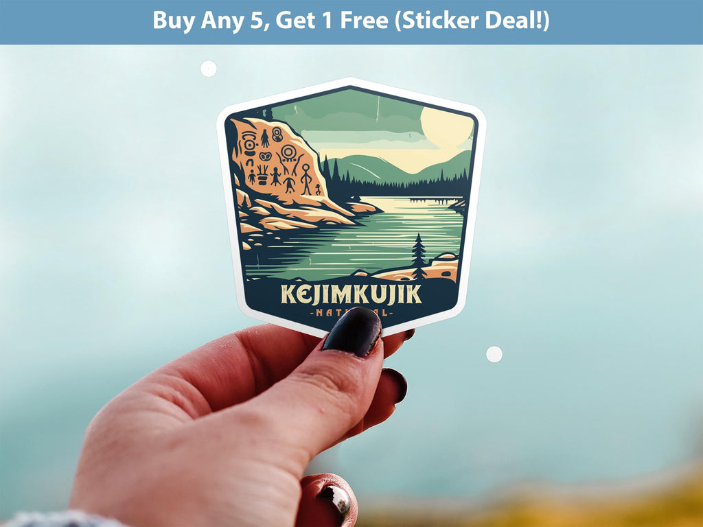 Kejimkujik National Park Sticker, Vinyl Canada Nova Scotia, Retro Water Bottle Decal Hiking