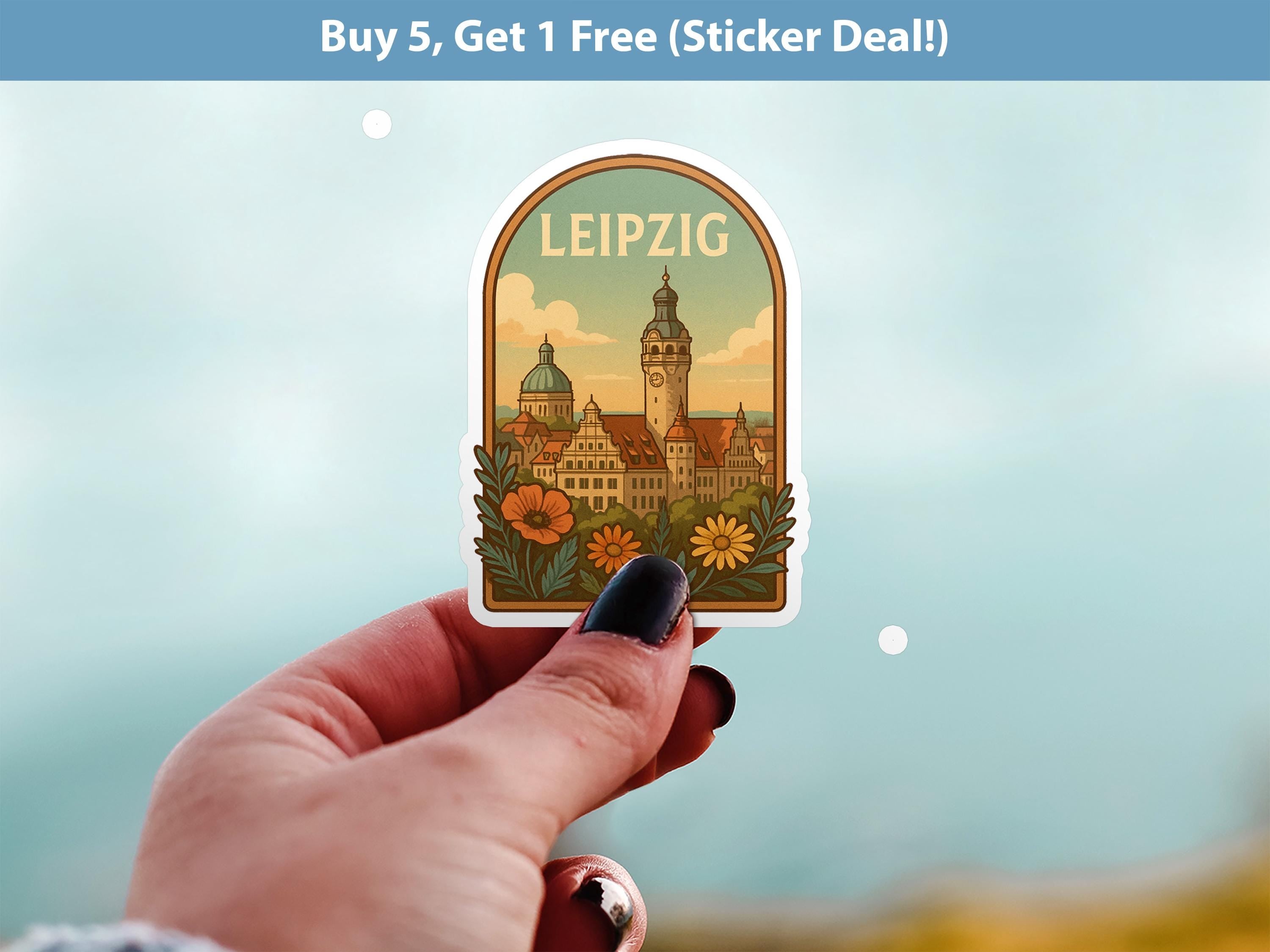 Leipzig Germany Sticker, Vintage City Vinyl Decal, Retro Travel Lover Collection, Journal Scrapbook
