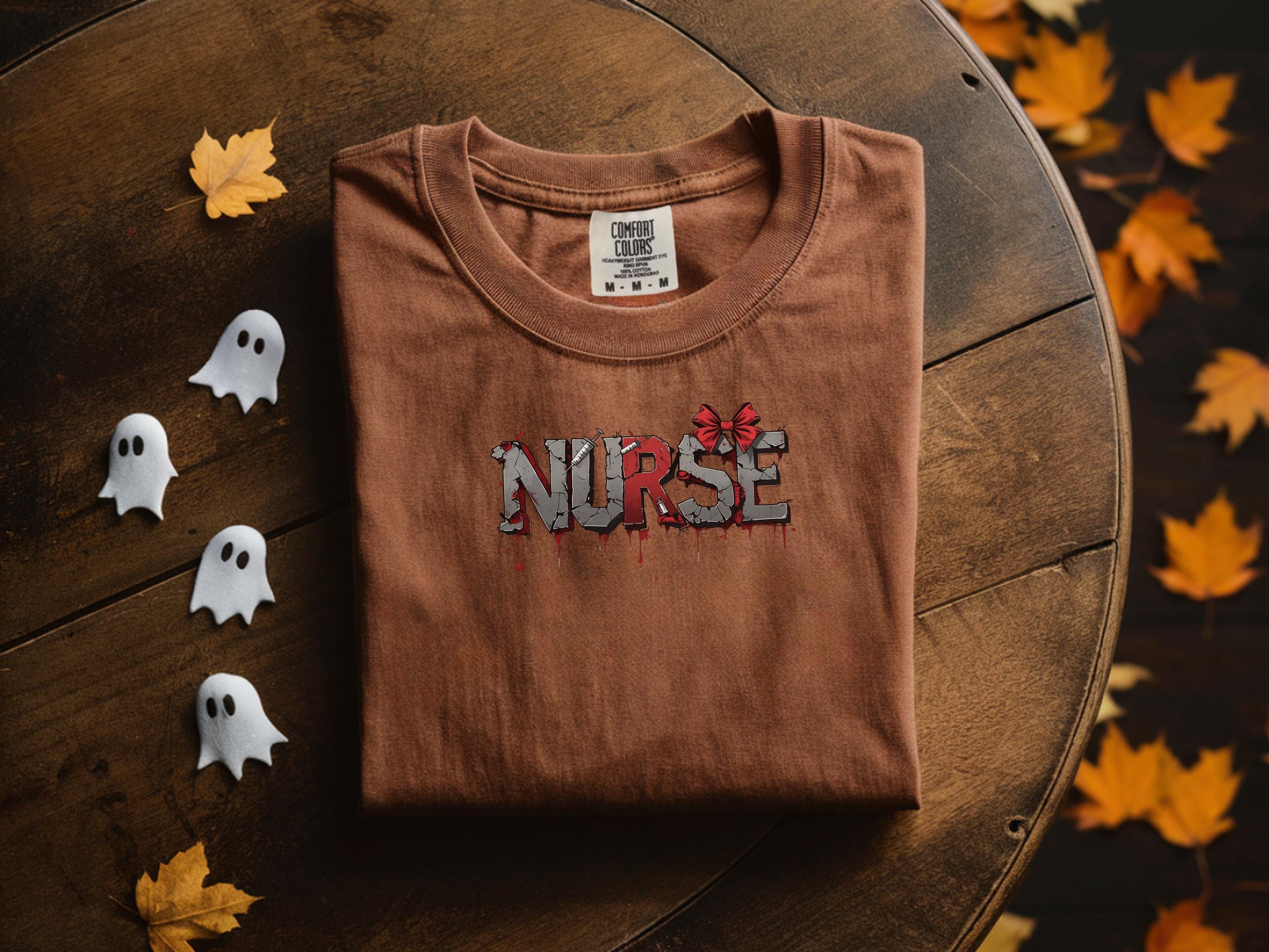 Nurse Halloween Sweatshirt, Creepy Blood Drip NURSE Shirt with Red Bow, Horror Nurse Crewneck, Spooky Fall Pullover, Cute nurse Gift