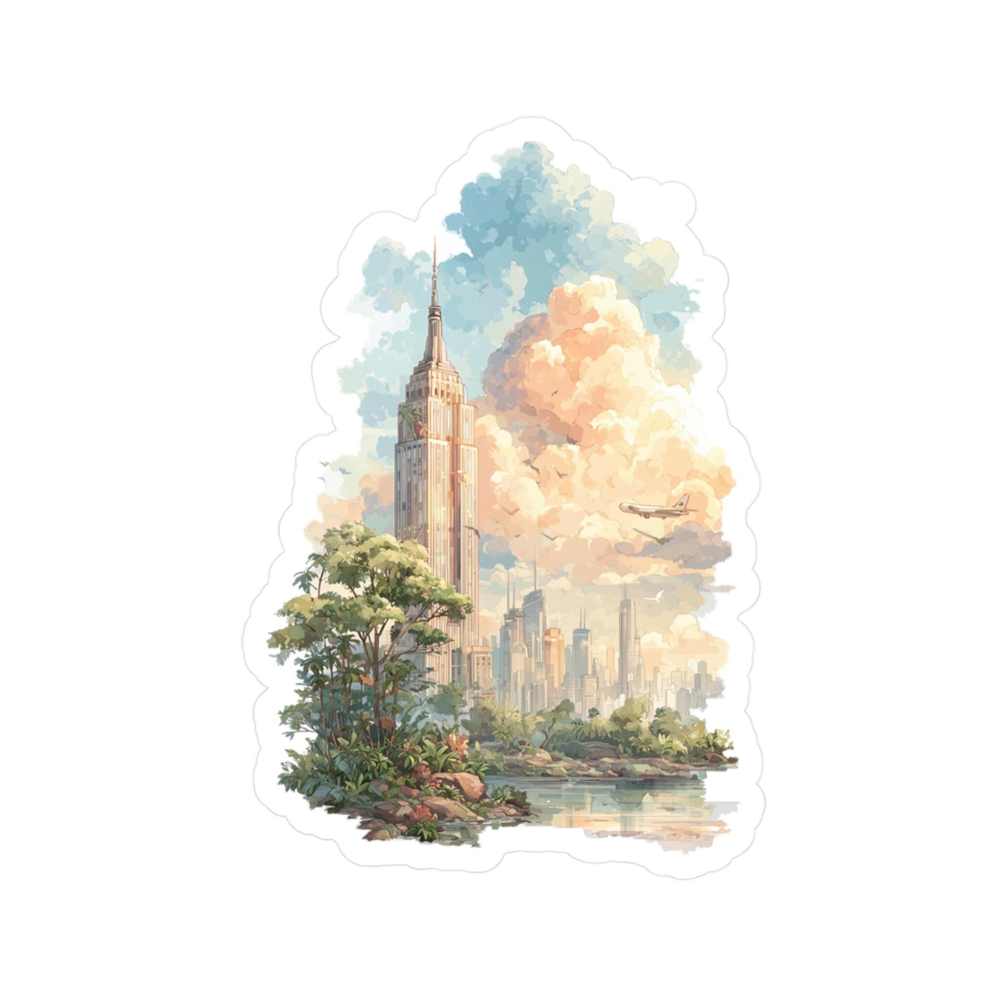 Watercolor Empire State Building Sticker: New York City Vinyl Decal