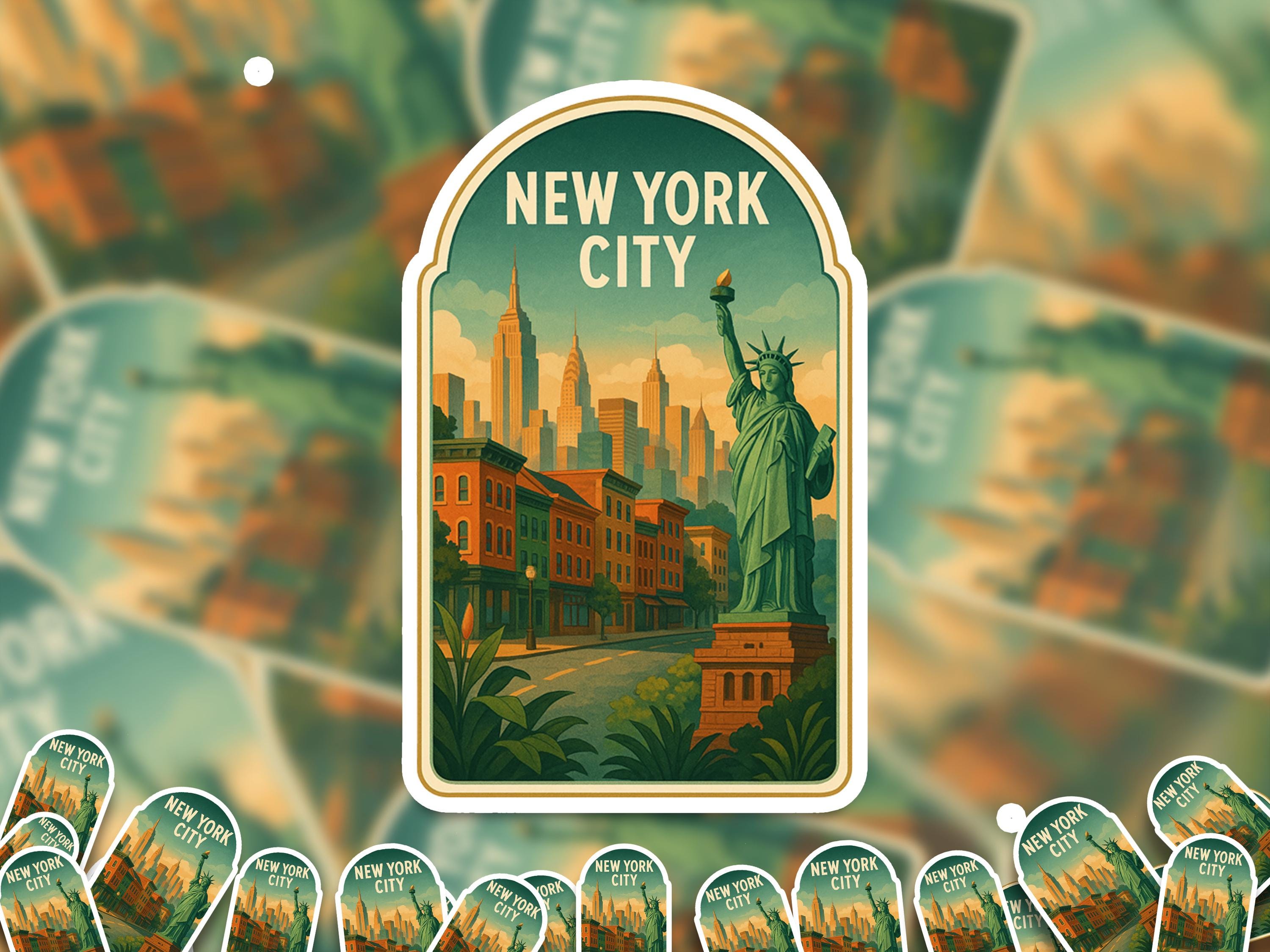 New York City Sticker, Vintage City Vinyl Decal, Retro Travel Lover Collection, Journal Scrapbook